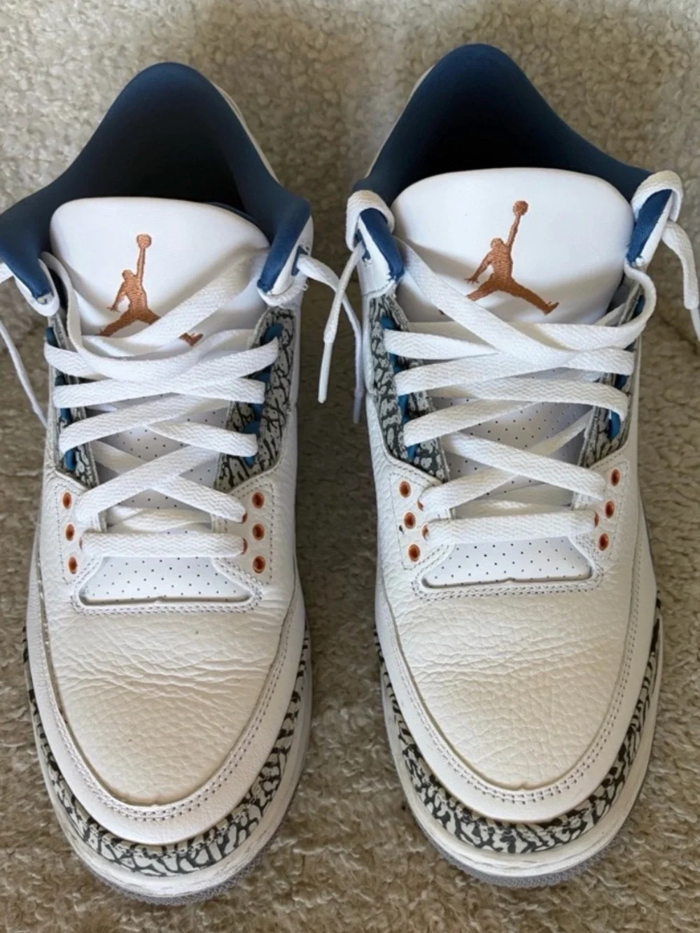 Jordan Retro Wizards Low White Blue with Elephant Print NEW WITH BOX